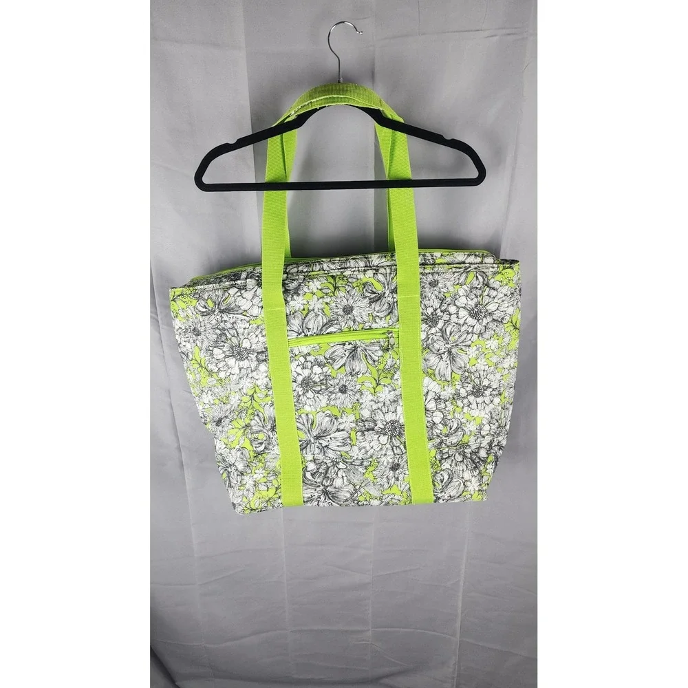 Buckhead Betties Insulated Cooler Tote Bag Lime Green Floral Picnic Beach Large